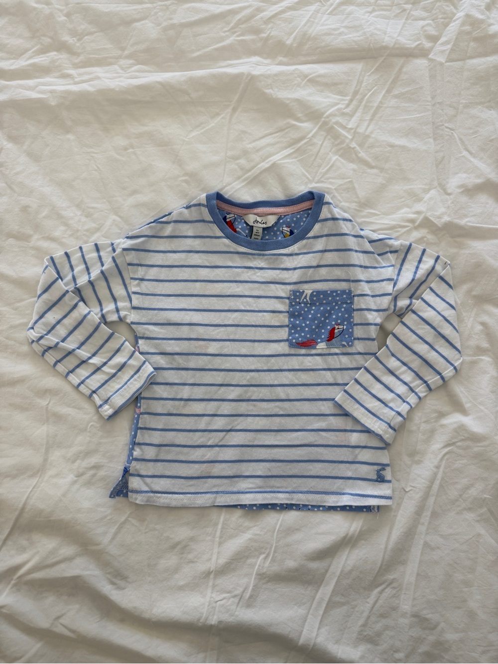 Joules Blue Striped Long-Sleeve Tee with Pocket